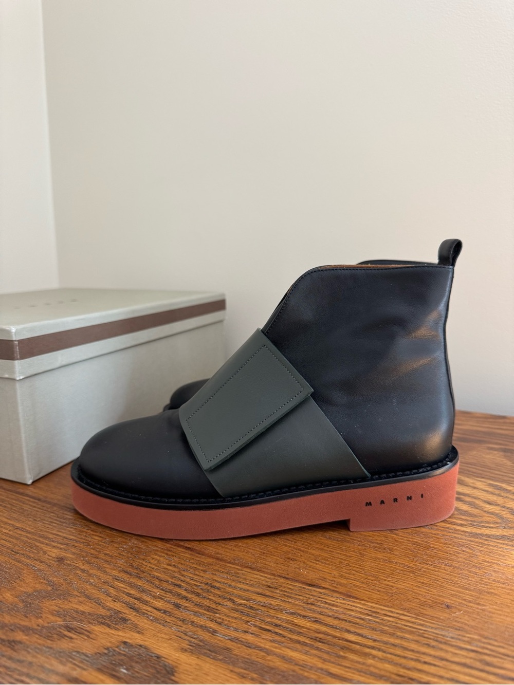 Marni Black Leather Ankle Boots